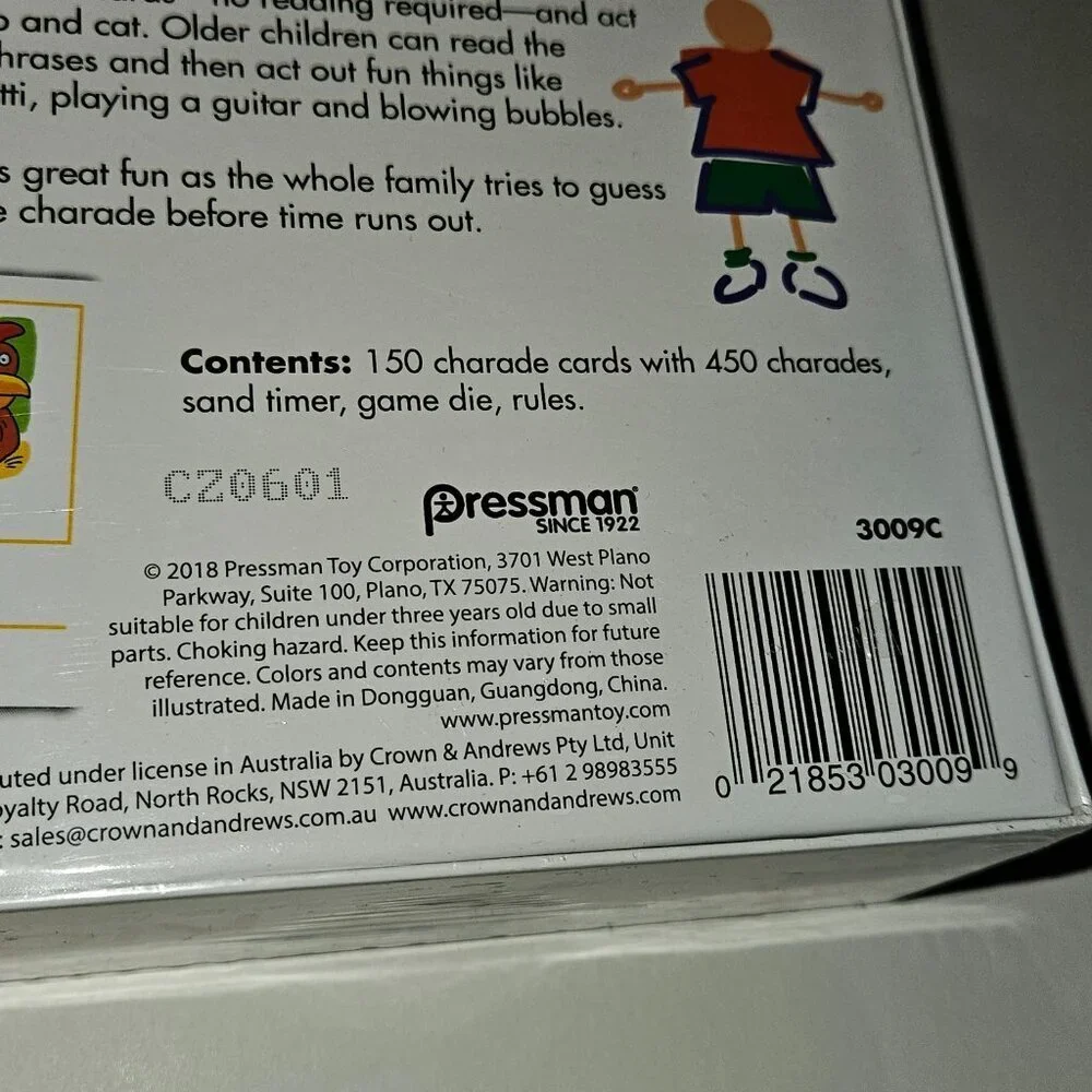 NEW Charades for Kids Game Pressman Cards Timer Die Rules FACTORY SEALED